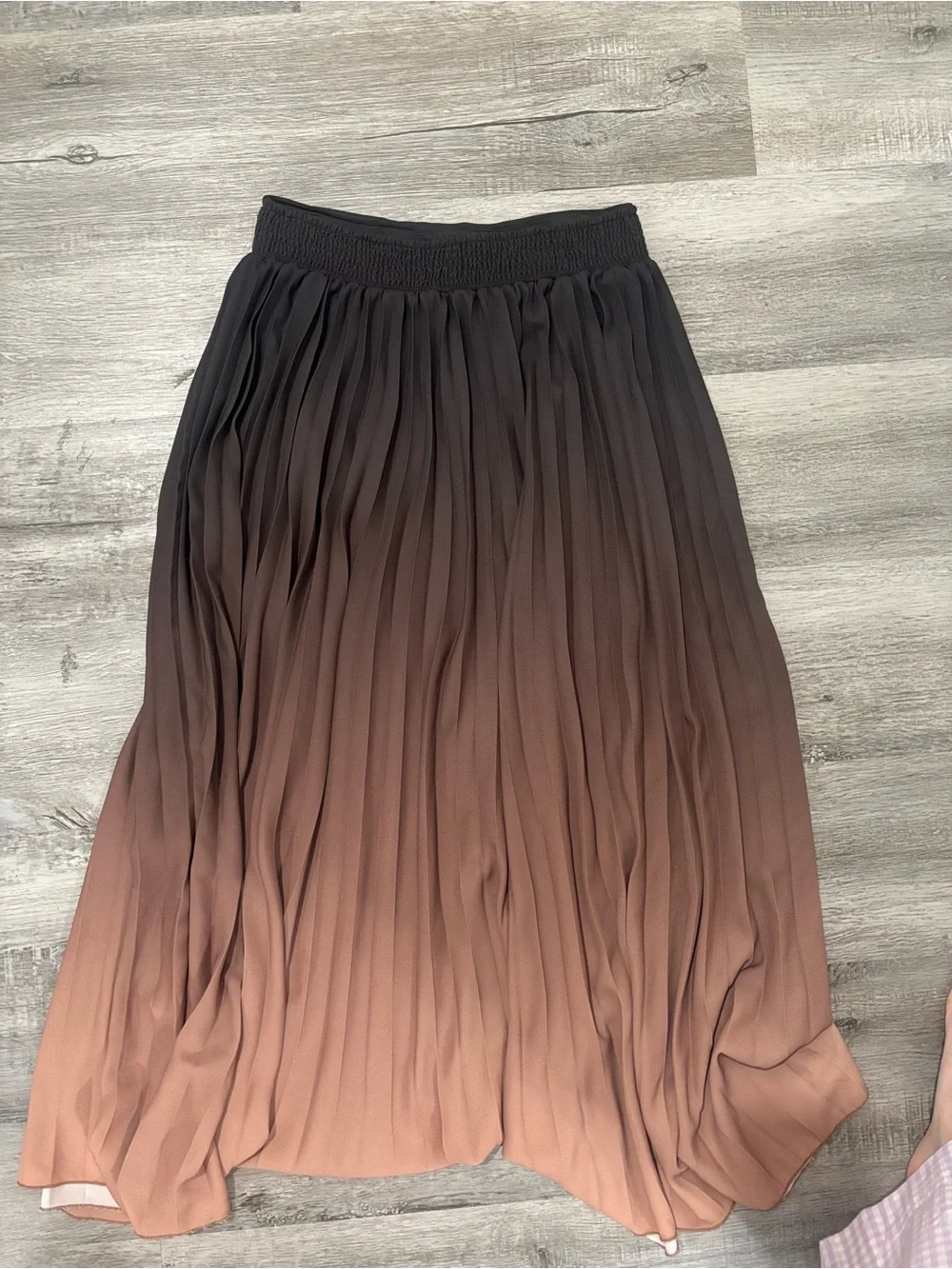 WD.NY Brown to Black Ombre Pleated Maxi Skirt
